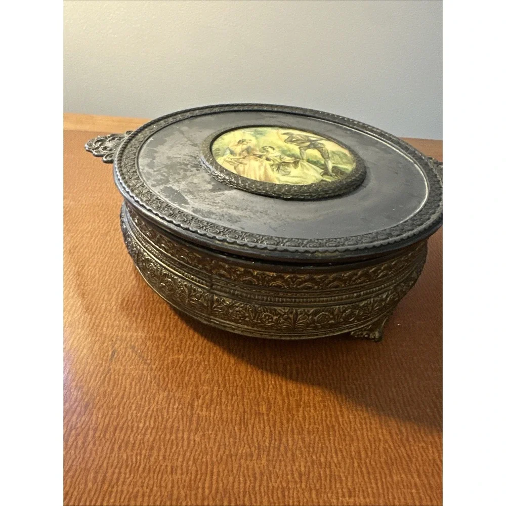 Antique Brass PNCW Triple Divided covered Trinket/Candy Dish